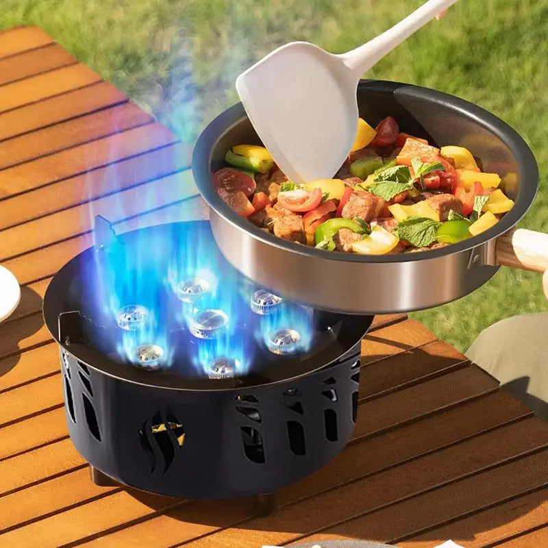 Estufa de gas portátil de 7 núcleos para acampar, con potente potencia de fuego, bolsa de transporte, ideal para acampar al aire libre, senderismo y pesca.
