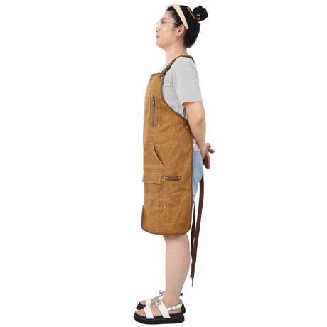 Long heavy-duty waxed canvas tool apron, carpenter apron, carpenter apron, carpenter waterproof 18 ounces - V.I.P Digital Presence