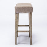 Counter Height 29" Bar Stools for Kitchen Counter Backless Faux Leather Stools Farmhouse Island Chairs (29 Inch Gray Set of 2)