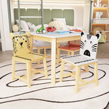 5 Piece Kiddy Table and Chair Set  Kids Wood Table with 4 Chairs Set Cartoon Animals (bigger table) (3-8 years old) - V.I.P Digital Presence