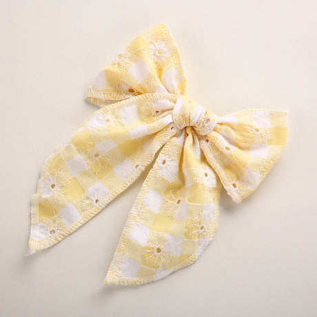 Children's Headwear Girl Plaid Cotton Embroidery Bow Hairpin Big Swallowtail Hairpin - V.I.P Digital Presence