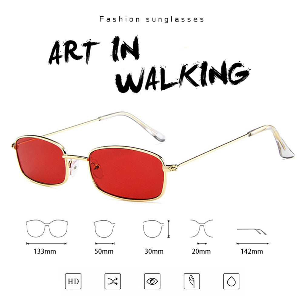 Candy Colors Metal Frame Rectangle Sunglasses Small Retro Shades UV400 Sun Glasses for Men Women Driving Eyewear Summer Goggles - V.I.P Digital Presence