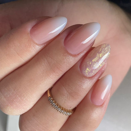 New wearable nail gradient glitter manicure patches almond-shaped nails fake nail patches - V.I.P Digital Presence