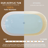 51 Inch Acrylic Freestanding Bathtub Contemporary Soaking White Tub with Overflow and Pop-up Drain Glossy White - V.I.P Digital Presence