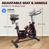 Indoor Exercise Bike Cycling Bike with Comfortable Seat Cushion Black+Red - V.I.P Digital Presence
