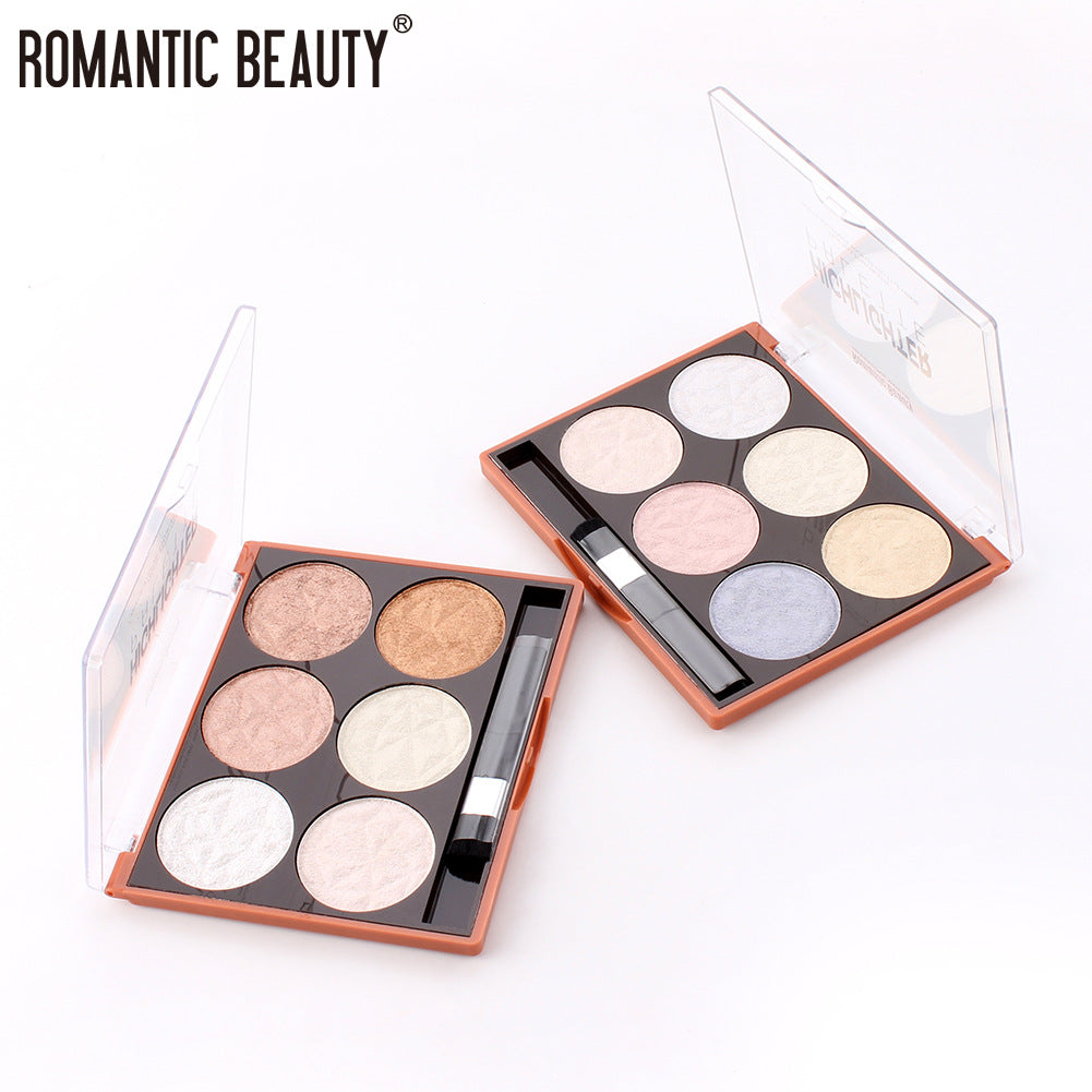 Romantic Beauty 6-Color Highlighter Repair Pearl Not Easy To Take Off Makeup Makeup Finishing Highlighter - V.I.P Digital Presence