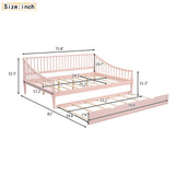 Full Size Daybed with Trundle and Support Legs  Pink