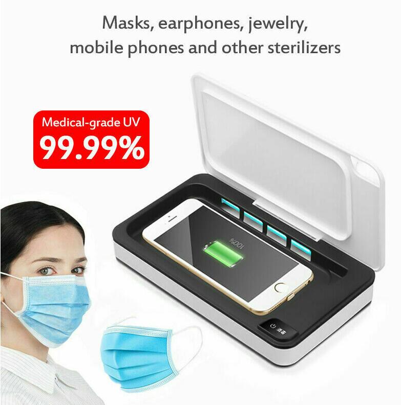 Esterilizador UV portátil, funda desinfectante para teléfono móvil, ratón, cepillo de dientes, mascarilla, caja de esterilización (1 juego)