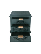 Hollow-Carved 3 Drawer Dresser Storage Chest with Metal Handles For Living Room Bedroom - V.I.P Digital Presence