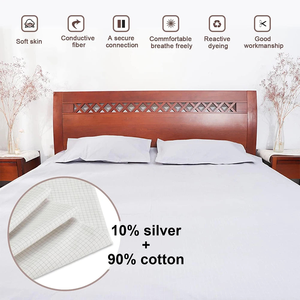 Grounding Sheet   Mat  Earthing Fitted Bedsheet Silver Fiber Conductive Organic Grounding Mat Radiation Anti-Static 60*265CM - V.I.P Digital Presence