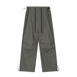Wrinkled Casual Straight Cargo Pants Men's American Loose Solid Color Thin Sports Drawstring Cuffed Long Trousers - V.I.P Digital Presence