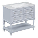 36" Bathroom Vanity Cabinet with Sink Combo Set, Undermount Resin Sink, Free Standing Vanity Set with 4 Drawers Blue - V.I.P Digital Presence