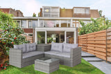 4 Piece Patio Sectional Wicker Rattan Outdoor Furniture Sofa Set with Storage Box Grey