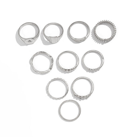 Vintage Irregular Gear Ring Versatile Diamond Set with Metallic Geometric Rings - V.I.P Digital Presence