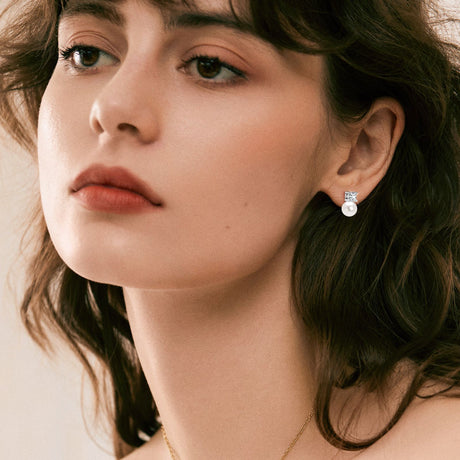 Fashionable freshwater pearl earrings s925 pure silver round strong light bulb earrings - V.I.P Digital Presence