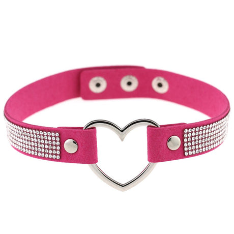 Japan's Harajuku Soft Girl Black Rhinestone Peach Heart Love-Shaped Collar Women's Neck Strap Collarbone Necklace Short - V.I.P Digital Presence