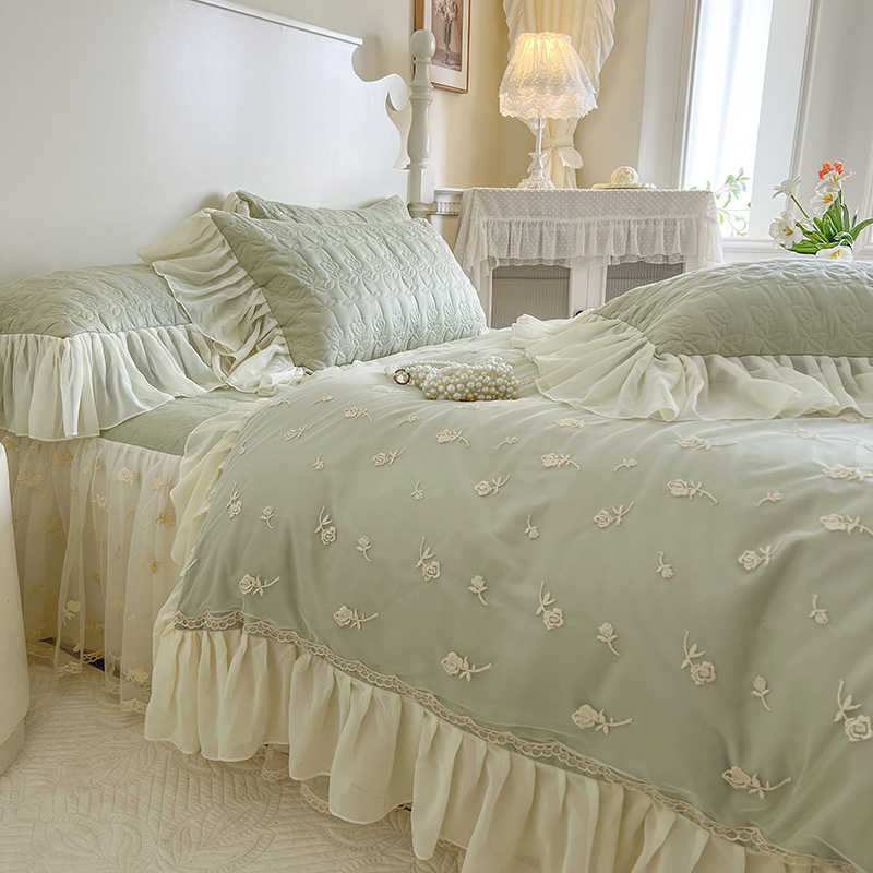 Cotton padded bed skirt with princess style pure cotton lace lace bed sheet and duvet cover - V.I.P Digital Presence