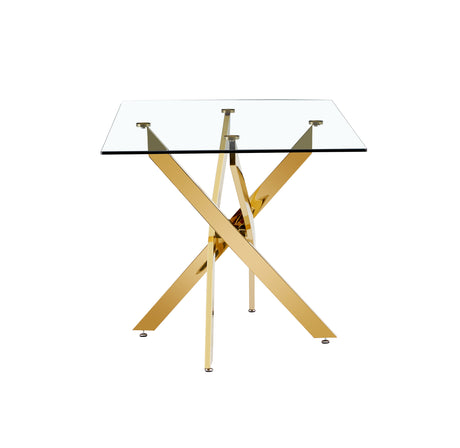 TEMPERED CLEAR GLASS GOLDEN LEG DINNING TABLE 63" - V.I.P Digital Presence