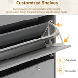 ON-TRANS narrow design shoe cabinet with 3 flip drawers and 3 independent shoe racks with 3 hooks, gray - V.I.P Digital Presence