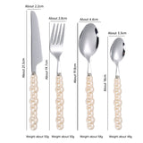 304 stainless steel knife and fork spoon creative pearl ceramic handle tableware western steak knife and fork dessert spoon - V.I.P Digital Presence