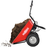 Red Rock Wheelbarrow Utility Cart Electric Powered AGM Battery 330lbs (150kgs) Max Capacity Barrel Dump Material Debris Hauler