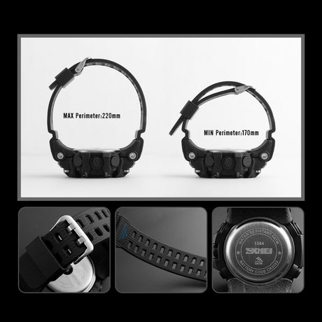 SKMEI 1384 Countdown Stopwatch Sport Watch Mens Watches Top Brand Luxury Men Wrist Watch Waterproof LED Electronic Digital Male Watch - V.I.P Digital Presence