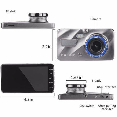 Dash Cam New Dual Lens Car DVR Camera Full HD 1080P 4 IPS Front - V.I.P Digital Presence