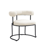 COOLCOOL Boucle dining chair set of two, medieval modern curved backrest chair, round cushion (beige Boucle) - V.I.P Digital Presence