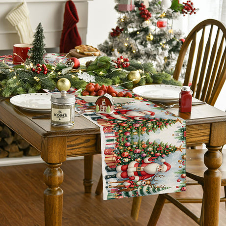 Christmas decoration table flag home fabric tablecloth holiday party tablecloth tea flag Christmas tree print - V.I.P Digital Presence