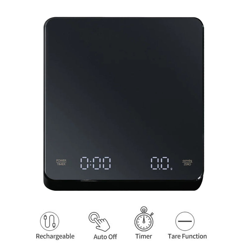 Digital Coffee Scale with Timer LED Screen Espresso USB 3kg Max.Weighing 0.1g High Precision Measures in Oz/ml/g Kitchen Scale - V.I.P Digital Presence