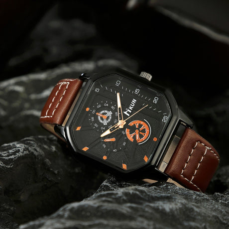 Fashion New Double Layer Square Shell Belt Casual Men's Sports Bracelet Set Quartz Watch - V.I.P Digital Presence