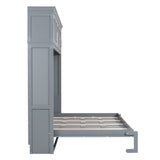 Full Size Murphy Bed Wall Bed with Top Cabinets,Gray - V.I.P Digital Presence