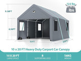 10x20 ultra large portable carport garage with rolling shutter windows and waterproof cloth, metal roof and side walls - V.I.P Digital Presence