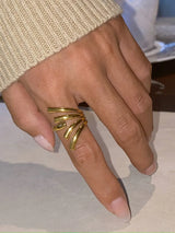 18K Gold-Plated Stainless Steel Irregular Open Ring - V.I.P Digital Presence