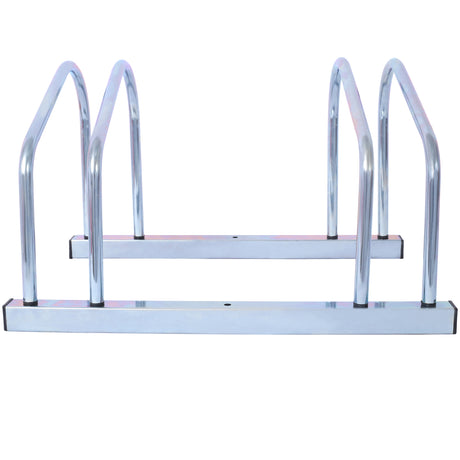 2 bicycle ground bike parking racks 22-28 inch wheel supports, maximum tire width 2.15 inches, galvanized - V.I.P Digital Presence