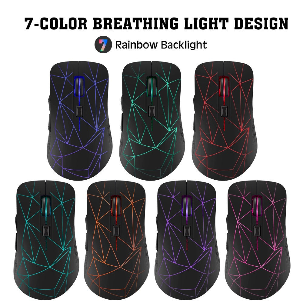 Dual mode wireless mouse silent office colorful illuminated charging Bluetooth mouse for laptops - V.I.P Digital Presence