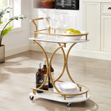 Double decker bar cart, mobile bar service cart, kitchen industrial style wine cart, beverage cart with wine rack and glass rack - V.I.P Digital Presence