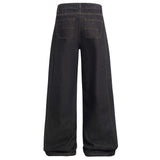 American High Street Design Denim Wide Leg Long Pants Men's Vibe Trendy Side Pleated Loose Casual Trousers - V.I.P Digital Presence