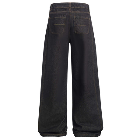 American High Street Design Denim Wide Leg Long Pants Men's Vibe Trendy Side Pleated Loose Casual Trousers - V.I.P Digital Presence