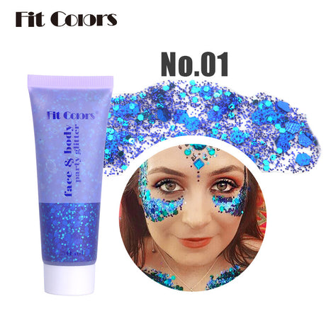 Fit Colors Sequin Gel Mermaid Scale Face Body Lip Sequin Eye Shadow Bright Polarized Stage Makeup - V.I.P Digital Presence
