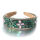 Fashionable diamond inlaid four leaf clover Baroque retro full inlaid rhinestone sponge headband - V.I.P Digital Presence