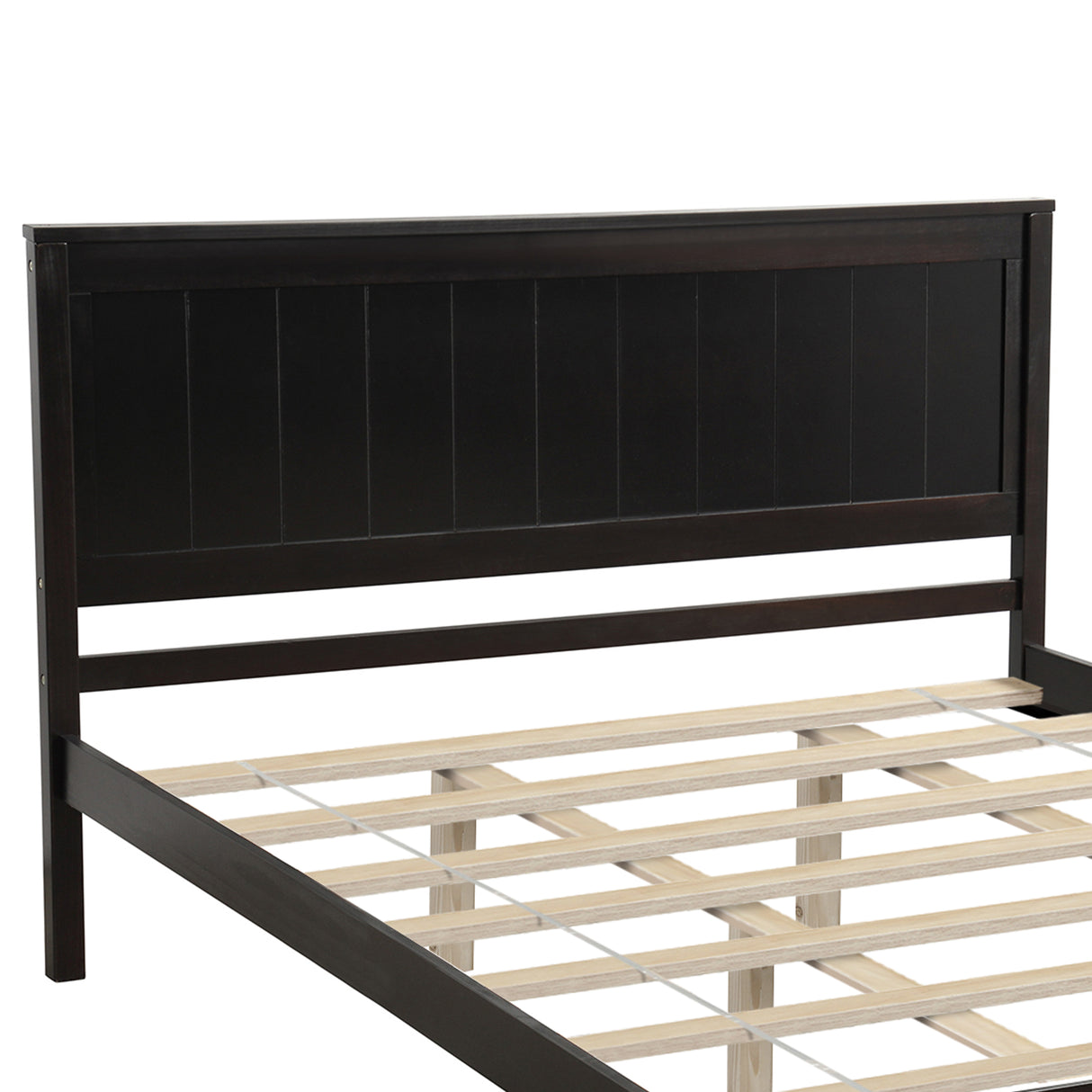 Platform Bed Frame with Headboard, Wood Slat Support  No Box Spring Needed  Queen Espresso