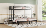Twin over Twin & Twin Bunk Beds for 3, Twin XL over Twin & Twin Bunk Bed Metal Triple Bunk Bed, Black - V.I.P Digital Presence