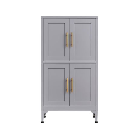 Grey metal kitchen storage cabinet, kitchen pantry storage cabinet with door and shelf, adjustable leveling feet - V.I.P Digital Presence