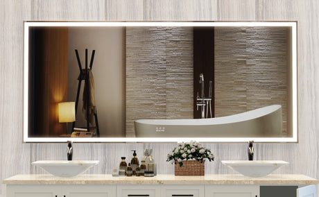 72X32 inch large LED bathroom mirror wall mounted mirror with 3 color modes, aluminum frame wall mounted light, full body mirror - V.I.P Digital Presence