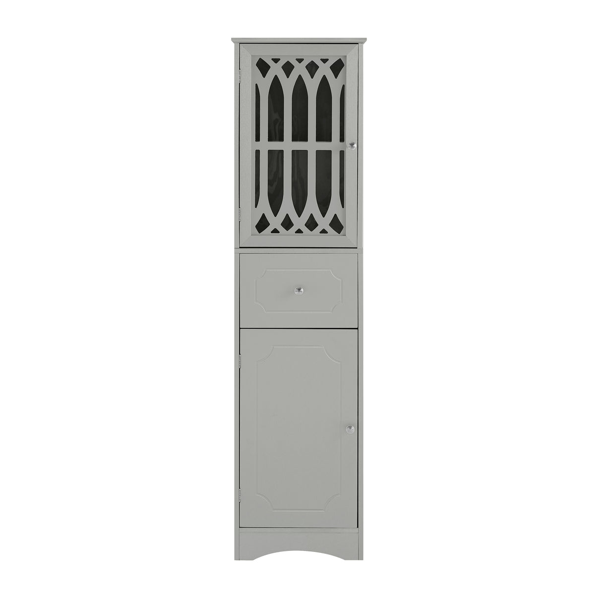 Tall Bathroom Cabinet, Freestanding Storage Cabinet with Drawer and Doors, MDF Board, Acrylic Door, Adjustable Shelf, Grey - V.I.P Digital Presence