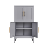 Grey metal kitchen storage cabinet, kitchen pantry storage cabinet with door and shelf, adjustable leveling feet - V.I.P Digital Presence