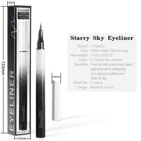 CmaaDu Eyeliner Pencil Waterproof Sweatproof Not Smudged Cool Black Starry Sky Thin Head Eyeliner - V.I.P Digital Presence