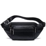 Men's sheepskin waist bag outdoor black mobile phone sheepskin bag leisure sports crossbody chest bag - V.I.P Digital Presence