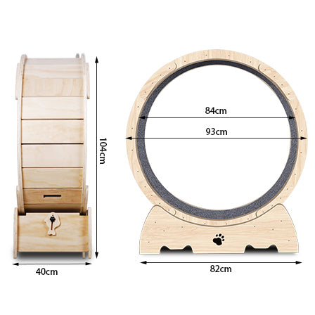 Cat Exercise Wheel for Indoor Cats, Cat Running Wheel with Carpeted Runway 37" Natural Wood Color - V.I.P Digital Presence
